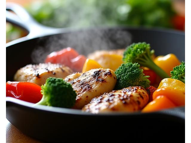 A quick and healthy 15-minute skillet meal with chicken and vegetables