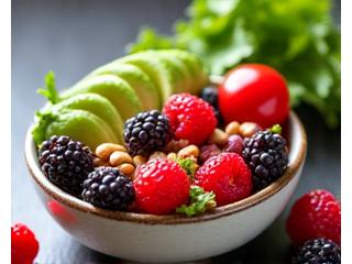 Bowl of fresh fruits and vegetables, a healthy meal