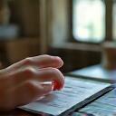 Person filling out a digital wellness assessment on a tablet
