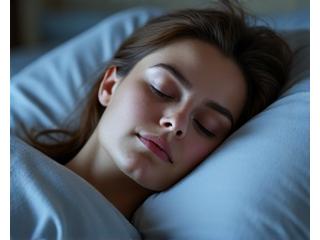 Smiling woman sleeping peacefully